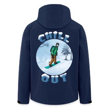 Snowboarder Chill Circle - Recycelte Männer Softshell-Jacke von Stanley/Stella - Navy - Hinten - AI Model Male 185 light (185cm)