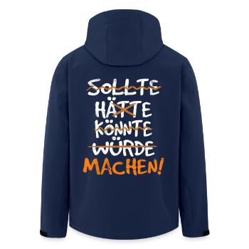 Sollte Hätte Könnte Würde Machen - Recycelte Männer Softshell-Jacke von Stanley/Stella - Navy - Hinten - AI Model Male 185 light (185cm)