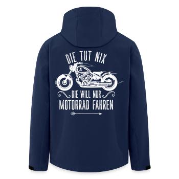 Die Tut Nix Die Will Nur Motorrad Fahren - Recycelte Männer Softshell-Jacke von Stanley/Stella - Navy - Hinten - AI Model Male 185 light (185cm)