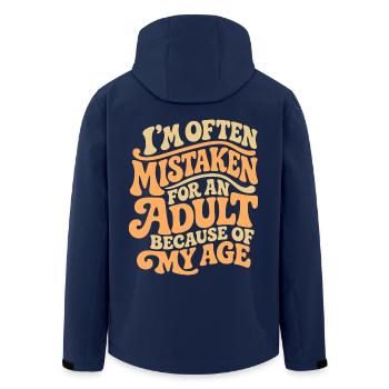 Ich werde oft für einen Erwachsenen MIstaken wegen meines Alters - Recycelte Männer Softshell-Jacke von Stanley/Stella - Navy - Hinten - AI Model Male 185 light (185cm)