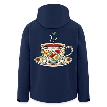Florale Teetassenkunst - Recycelte Männer Softshell-Jacke von Stanley/Stella - Navy - Hinten - AI Model Male 185 light (185cm)