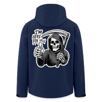 Ich Bin Für Dich Da, Sensenmann-schädel - Recycelte Männer Softshell-Jacke von Stanley/Stella - Navy - Hinten - AI Model Male 185 light (185cm)