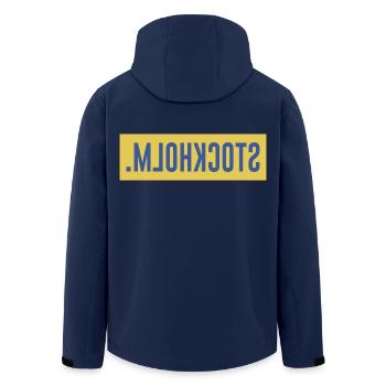 Schweden Stockholm Geschenkidee  - Recycelte Männer Softshell-Jacke von Stanley/Stella - Navy - Hinten - AI Model Male 185 light (185cm)
