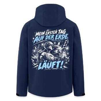 Mein erster Tag auf der Erde - Läuft! - Recycelte Männer Softshell-Jacke von Stanley/Stella - Navy - Hinten - AI Model Male 185 light (185cm)