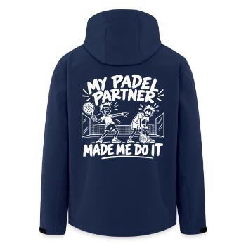 Mein Padel-Partner hat mich dazu gezwungen - Recycelte Männer Softshell-Jacke von Stanley/Stella - Navy - Hinten - AI Model Male 185 light (185cm)