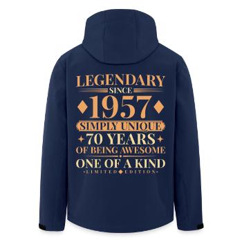 70th Birthday Simply Unique Jahrgang 1957 - Recycelte Männer Softshell-Jacke von Stanley/Stella - Navy - Hinten - AI Model Male 185 light (185cm)