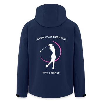 Golf wie ein Mädchen - Recycelte Männer Softshell-Jacke von Stanley/Stella - Navy - Hinten - AI Model Male 185 light (185cm)