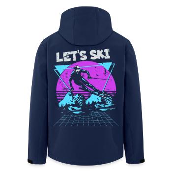 Lass uns Ski Neon Retro - Recycelte Männer Softshell-Jacke von Stanley/Stella - Navy - Hinten - AI Model Male 185 light (185cm)