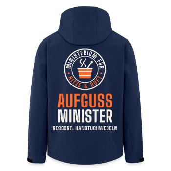 Aufgussminister – Lustiger Sauna Aufguss Spruch - Recycelte Männer Softshell-Jacke von Stanley/Stella - Navy - Hinten - AI Model Male 185 light (185cm)