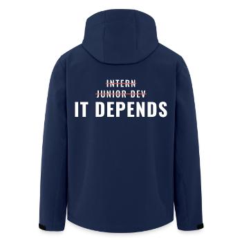 Praktikum als Junior Dev – das kommt darauf an. - Recycelte Männer Softshell-Jacke von Stanley/Stella - Navy - Hinten - AI Model Male 185 light (185cm)
