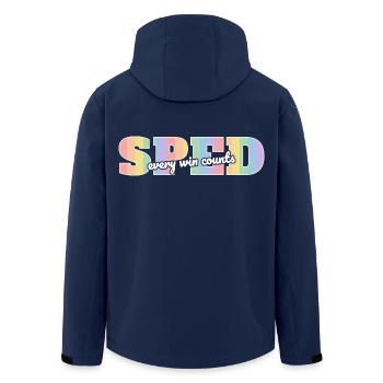 SPED Jeder Sieg zählt - Recycelte Männer Softshell-Jacke von Stanley/Stella - Navy - Hinten - AI Model Male 185 light (185cm)
