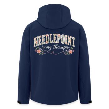 Nadelstichtherapie Floral Cottagecore - Recycelte Männer Softshell-Jacke von Stanley/Stella - Navy - Hinten - AI Model Male 185 light (185cm)