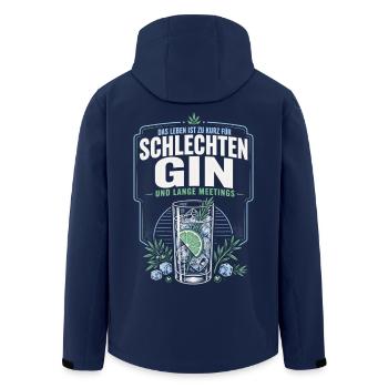Gin Spruch – Schlechter Gin & Lange Meetings - Recycelte Männer Softshell-Jacke von Stanley/Stella - Navy - Hinten - AI Model Male 185 light (185cm)