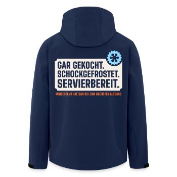 Gar gekocht. Schockgefrostet. Servierbereit. - Recycelte Männer Softshell-Jacke von Stanley/Stella - Navy - Hinten - AI Model Male 185 light (185cm)