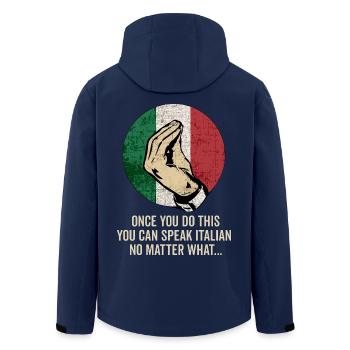 Italienisches Gebets-Meme-Tee - Recycelte Männer Softshell-Jacke von Stanley/Stella - Navy - Hinten - AI Model Male 185 light (185cm)