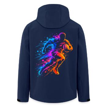 Rugby, Rugbyspieler, Rugby-Grafik - Recycelte Männer Softshell-Jacke von Stanley/Stella - Navy - Hinten - AI Model Male 185 light (185cm)