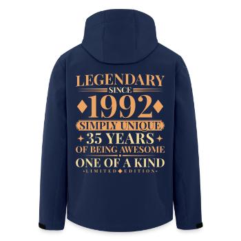 35th Birthday Simply Unique Jahrgang 1992 - Recycelte Männer Softshell-Jacke von Stanley/Stella - Navy - Hinten - AI Model Male 185 light (185cm)