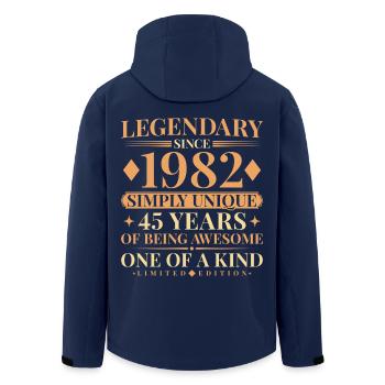 45th Birthday Simply Unique Jahrgang 1982 - Recycelte Männer Softshell-Jacke von Stanley/Stella - Navy - Hinten - AI Model Male 185 light (185cm)