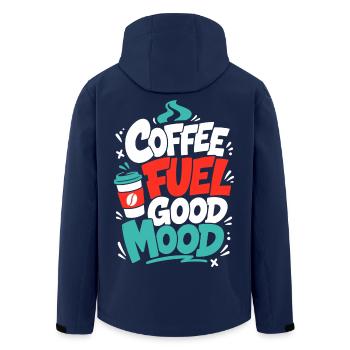 Kaffee – Coffee Fuel Good Mood - Recycelte Männer Softshell-Jacke von Stanley/Stella - Navy - Hinten - AI Model Male 185 light (185cm)