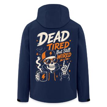 Kaffee-Skelett – Dead Tired But Still Wired - Recycelte Männer Softshell-Jacke von Stanley/Stella - Navy - Hinten - AI Model Male 185 light (185cm)