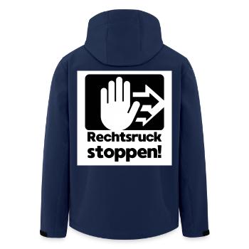 Rechtsruck stoppen Handzeichen - Recycelte Männer Softshell-Jacke von Stanley/Stella - Navy - Hinten - AI Model Male 185 light (185cm)