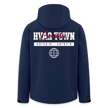 Hvar-Stadt Kroatien Koordinaten Reise Souvenir - Recycelte Männer Softshell-Jacke von Stanley/Stella - Navy - Hinten - AI Model Male 185 light (185cm)