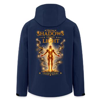 From Shadows Grows Light – Ungebrochenfrei - Recycelte Männer Softshell-Jacke von Stanley/Stella - Navy - Hinten - AI Model Male 185 light (185cm)