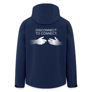 Streetwear Backprint Disconnect To Connect - Recycelte Männer Softshell-Jacke von Stanley/Stella - Navy - Hinten - AI Model Male 185 light (185cm)