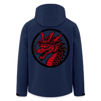 Samurai-Drache – Traditioneller japanischer Krieger - Recycelte Männer Softshell-Jacke von Stanley/Stella - Navy - Hinten - AI Model Male 185 light (185cm)