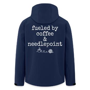 Angetrieben von Kaffee und Stickstrick-Humor - Recycelte Männer Softshell-Jacke von Stanley/Stella - Navy - Hinten - AI Model Male 185 light (185cm)