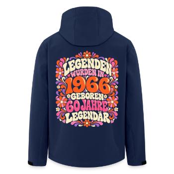 1966 Legenden 60. Geburtstag 60er Flower Power - Recycelte Männer Softshell-Jacke von Stanley/Stella - Navy - Hinten - AI Model Male 185 light (185cm)
