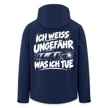 Ich weiß ungefähr was ich tue – Feuerwerk - Recycelte Männer Softshell-Jacke von Stanley/Stella - Navy - Hinten - AI Model Male 185 light (185cm)