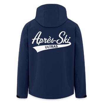 Après-Ski – Ultras (Schriftzug Apres Ski / White) - Recycelte Männer Softshell-Jacke von Stanley/Stella - Navy - Hinten - AI Model Male 185 light (185cm)