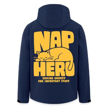 Schlafende Katze – Nap Hero - Recycelte Männer Softshell-Jacke von Stanley/Stella - Navy - Hinten - AI Model Male 185 light (185cm)