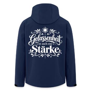 Gelassenheit ist auch eine Stärke - Recycelte Männer Softshell-Jacke von Stanley/Stella - Navy - Hinten - AI Model Male 185 light (185cm)