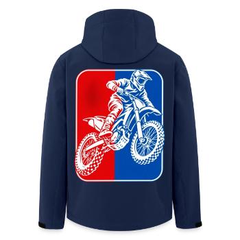 Motocross-Rider RotBlau Kontrast - Recycelte Männer Softshell-Jacke von Stanley/Stella - Navy - Hinten - AI Model Male 185 light (185cm)