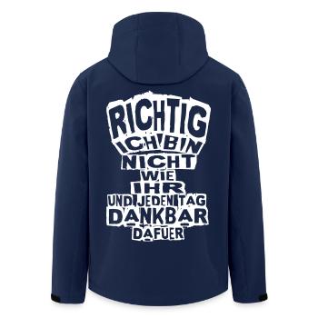 Starker Spruch: Richtig ich bin nicht wie ihr... - Recycelte Männer Softshell-Jacke von Stanley/Stella - Navy - Hinten - AI Model Male 185 light (185cm)