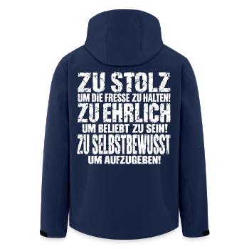 Zu stolz um die Fresse zu halten! Zu ehrlich um... - Recycelte Männer Softshell-Jacke von Stanley/Stella - Navy - Hinten - AI Model Male 185 light (185cm)
