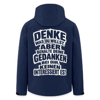 Provokanter Spruch Denke was du willst, aber... - Recycelte Männer Softshell-Jacke von Stanley/Stella - Navy - Hinten - AI Model Male 185 light (185cm)