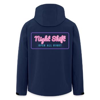 Nachtschicht-Schild über Nacht geöffnet - Recycelte Männer Softshell-Jacke von Stanley/Stella - Navy - Hinten - AI Model Male 185 light (185cm)