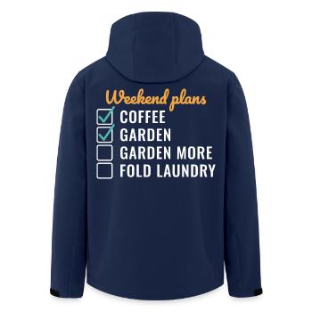 Wochenendpläne Kaffeegarten Mehr - Recycelte Männer Softshell-Jacke von Stanley/Stella - Navy - Hinten - AI Model Male 185 light (185cm)
