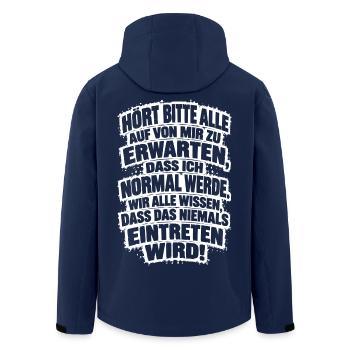 Lustiger Spruch Hört bitte alle auf, von mir zu... - Recycelte Männer Softshell-Jacke von Stanley/Stella - Navy - Hinten - AI Model Male 185 light (185cm)
