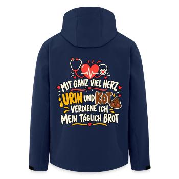 Pflegehumor – Mit Herz, Urin und Kot - Recycelte Männer Softshell-Jacke von Stanley/Stella - Navy - Hinten - AI Model Male 185 light (185cm)