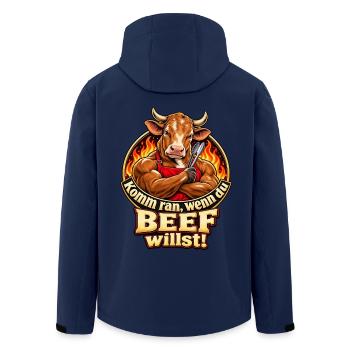 Komm ran, wenn du Beef willst! – Grillhumor - Recycelte Männer Softshell-Jacke von Stanley/Stella - Navy - Hinten - AI Model Male 185 light (185cm)