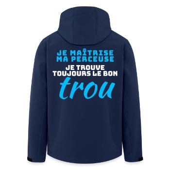Drill Humor DIY Frech - Recycelte Männer Softshell-Jacke von Stanley/Stella - Navy - Hinten - AI Model Male 185 light (185cm)
