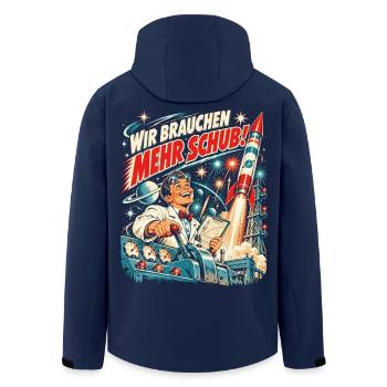 Wir brauchen mehr Schub – Feuerwerk - Recycelte Männer Softshell-Jacke von Stanley/Stella - Navy - Hinten - AI Model Male 185 light (185cm)