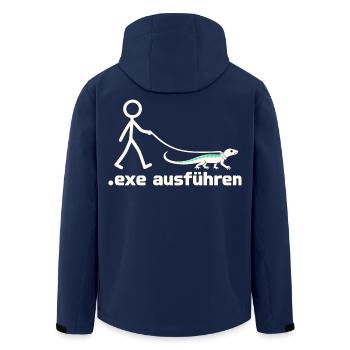 exe ausführen – Eidechse am Strichmännchen - Recycelte Männer Softshell-Jacke von Stanley/Stella - Navy - Hinten - AI Model Male 185 light (185cm)