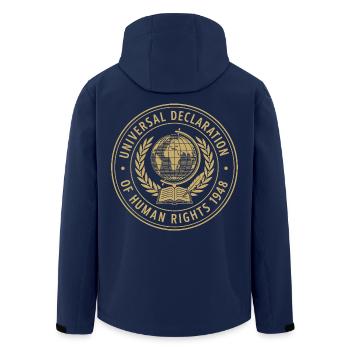 Globale Menschenrechte Emblem - Recycelte Männer Softshell-Jacke von Stanley/Stella - Navy - Hinten - AI Model Male 185 light (185cm)
