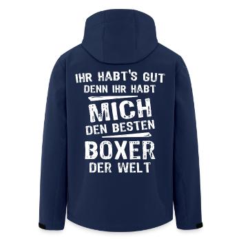 Boxer - Recycelte Männer Softshell-Jacke von Stanley/Stella - Navy - Hinten - AI Model Male 185 light (185cm)
