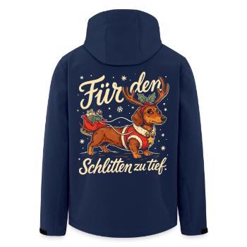Dackel mit Weihnachtsschlitten und Geschenken - Recycelte Männer Softshell-Jacke von Stanley/Stella - Navy - Hinten - AI Model Male 185 light (185cm)